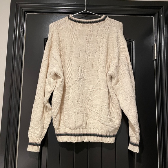 Vintage St. John's Bay sweater with chunky cable-stitched duck and goose - Picture 3 of 5